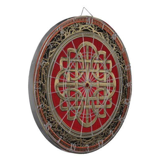 [200] Sacred Celtic Gold Knot Cross Dartbord (Voorkant Links)