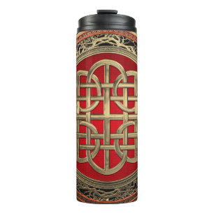 [200] Sacred Celtic Gold Knot Cross Thermosbeker
