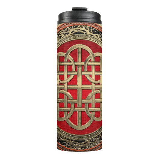 [200] Sacred Celtic Gold Knot Cross Thermosbeker (Voorkant)
