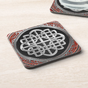 [200] Sacred Celtic Silver Knot Cross Bier Onderzetter