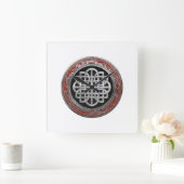 [200] Sacred Celtic Silver Knot Cross Vierkante Klok (Huis)