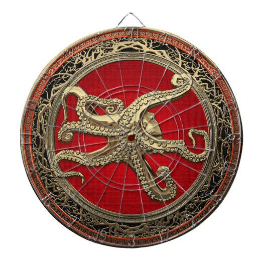 [200] Sacred Gold Octopus in Defensief Posture Dartbord (Voorkant)