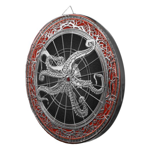 [200] Sacred Silver Octopus in Defensief Posture Dartbord (Voorkant Rechts)