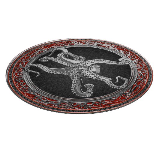 [200] Sacred Silver Octopus in Defensief Posture Snijplank (Hoek)