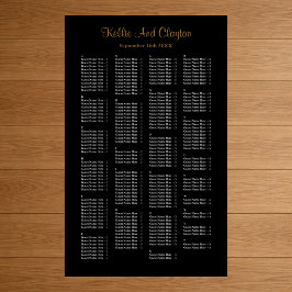 200 Simple Black Wedding Seating Chart Poster