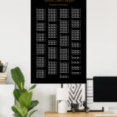 200 Simple Black Wedding Seating Chart Poster (Thuiskantoor)