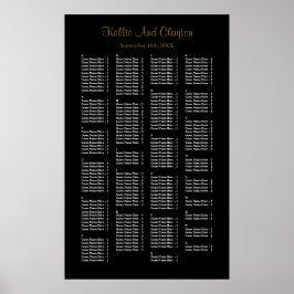 200 Simple Black Wedding Seating Chart Poster