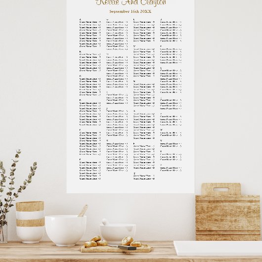 200 Simple Wedding Seating Chart Poster (Keuken)