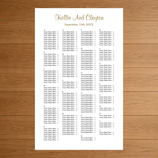 200 Simple Wedding Seating Chart Poster
