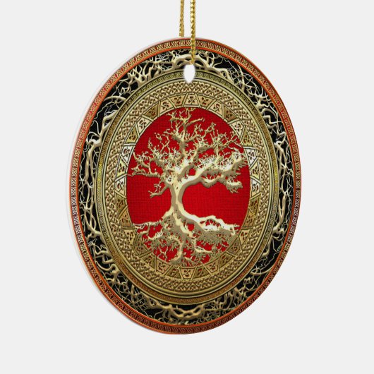 [200] Treasure Trove: Celtic Tree of Life [Gold] Keramisch Ornament (Rechts)