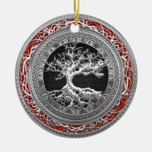 [200] Treasure Trove: Celtic Tree of Life [Silver] Keramisch Ornament