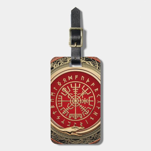 [200] Vegvisir - Viking Gold Magic Runass Bagagelabel (Voorkant verticaal)