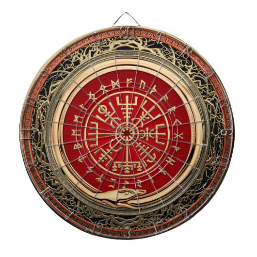 [200] Vegvisir - Viking Gold Magic Runass Dartbord (Voorkant)