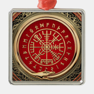 [200] Vegvisir - Viking Gold Magic Runass Metalen Ornament