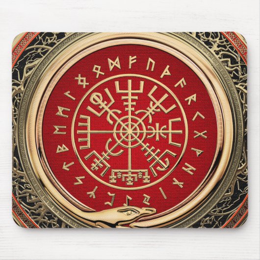 [200] Vegvisir - Viking Gold Magic Runass Muismat (Voorkant)