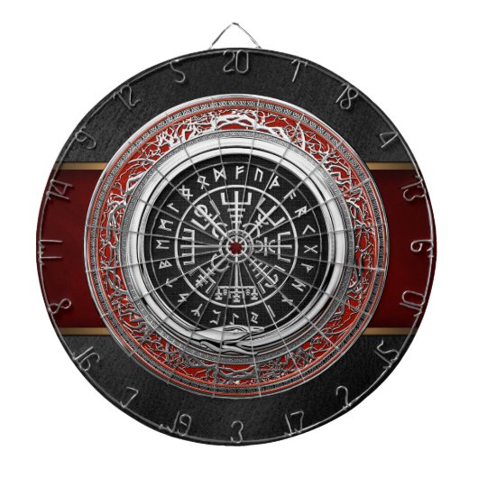 [200] Vegvisir - Viking Silver Magic Runass Dartbord (Voorkant)