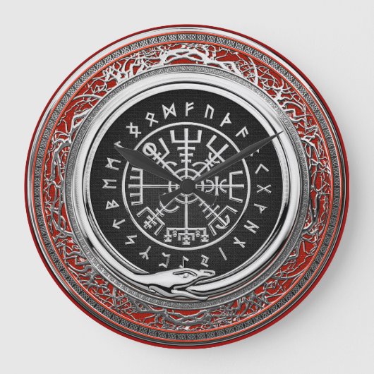 [200] Vegvisir - Viking Silver Magic Runass Grote Klok (Voorkant)