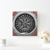 [200] Vegvisir - Viking Silver Magic Runass Vierkante Klok (Huis)