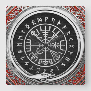 [200] Vegvisir - Viking Silver Magic Runass Vierkante Klok