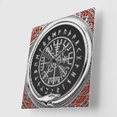 [200] Vegvisir - Viking Silver Magic Runass Vierkante Klok (Hoek)