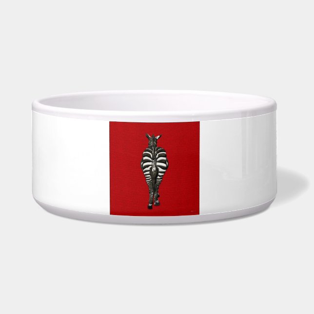[200] Zebra: Uitzicht achteraan op rood Voerbakje (Voorkant)