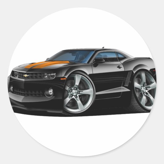 2010-12 Camaro Black-Oranje auto Ronde Sticker (Voorkant)