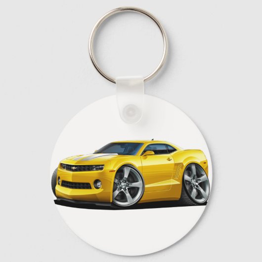 2010-12 Camaro Yellow-White Car Sleutelhanger (Voorkant)