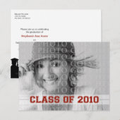 2010 Afstuderen Invitation Red Uitnodiging Briefkaart (Voorkant / Achterkant)