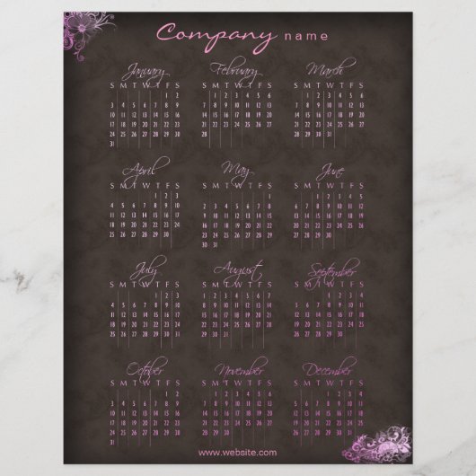 2010 Agenda bloemendesign roze bruine flyer (Voorkant)