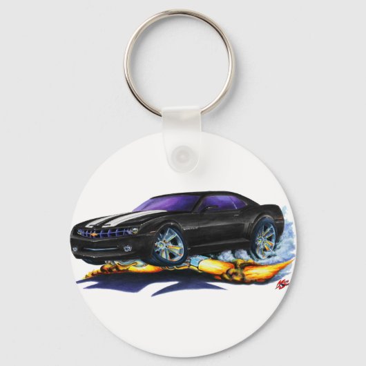 2010 Camaro Black-White Car Sleutelhanger (Voorkant)