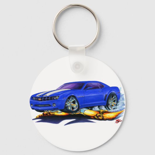 2010 Camaro Blue-White Car Sleutelhanger (Voorkant)