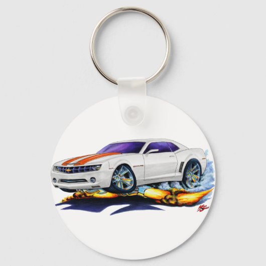 2010 Camaro Witte-Oranje auto Sleutelhanger (Voorkant)