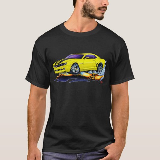 2010 Camaro Yellow-Black Car T-shirt (Voorkant)