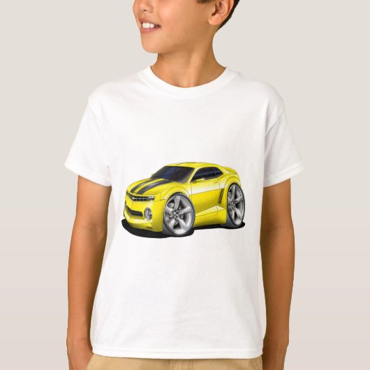2010 Camaro Yellow-Black Car T-shirt (Voorkant)