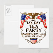 2010 Fiscale dag Tea Party Uitnodiging Briefkaart (Voorkant / Achterkant)