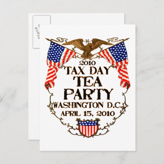 2010 Fiscale dag Tea Party Uitnodiging Briefkaart (Voorkant / Achterkant)