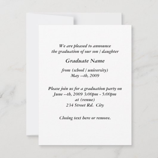 2010 Graduation Invitations -w Kaart (Achterkant)