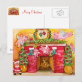2010 Kerst Decoreren Vliegende Varkens Briefkaart (Voorkant / Achterkant)