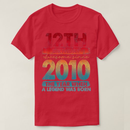  2010 Limited Edition 2010 12 jaar oud 12t T-shirt (Design voorkant)