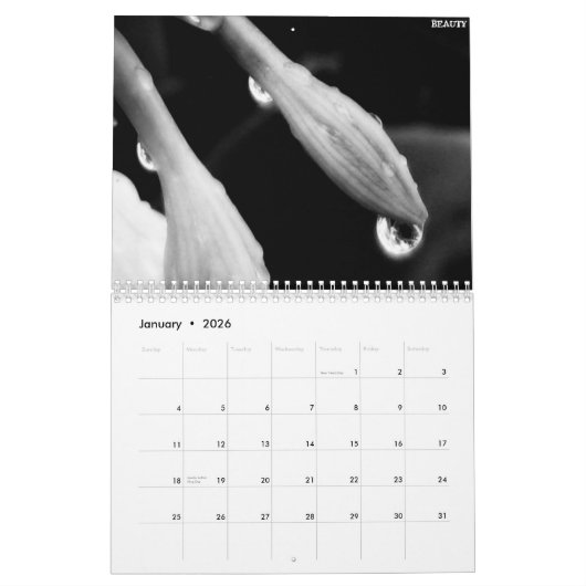 2010 zwarte en witte kalender (Jan 2026)