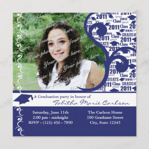 2011 Afstuderen Cap Foto / Navy Blue Aankondiging