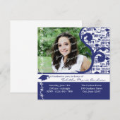 2011 Afstuderen Cap Foto / Navy Blue Aankondiging (Voorkant / Achterkant)