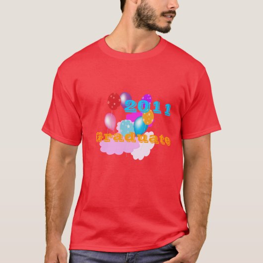 2011 afstuderen shirt kleurrijke ballonnen en wolk (Voorkant)