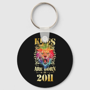 2011 Geboren Koning Kroon Leeuw Verjaardag Quote Sleutelhanger