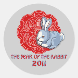 2011 Het Jaar van de konijnencadeaus Ronde Sticker