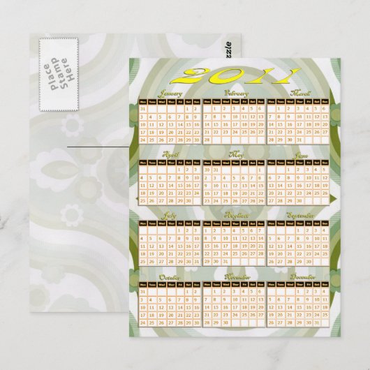 2011 Jaar in één oogopslag Briefkaart (Voorkant / Achterkant)