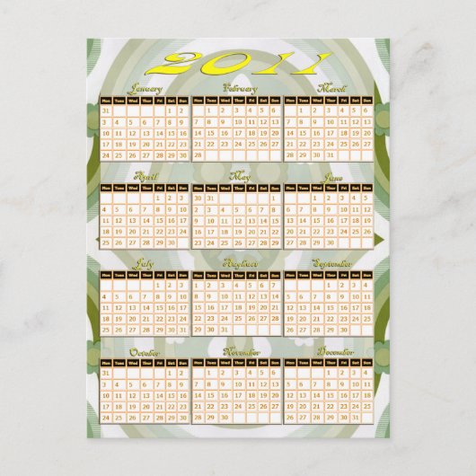 2011 Jaar in één oogopslag Briefkaart (Voorkant)