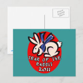 2011 Jaar van de Konijnenkleding en Geschenken Feestdagenkaart (Voorkant / Achterkant)