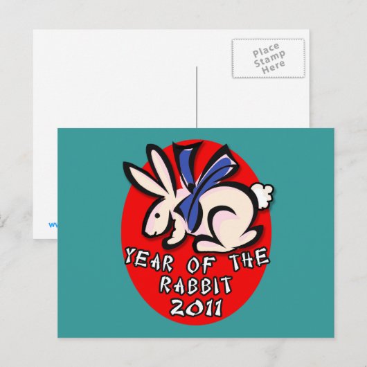 2011 Jaar van de Konijnenkleding en Geschenken Feestdagenkaart (Voorkant / Achterkant)