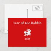 2011 Jaar van het Konijn Chinees Papercut Briefkaa Feestdagenkaart (Voorkant / Achterkant)